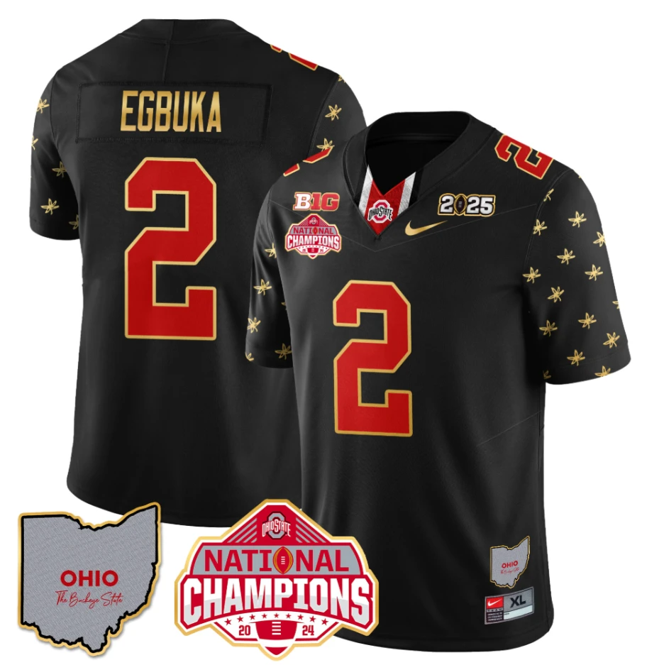 Emeka Egbuka Jersey #2 Ohio State National Champions 2025 Patch Black Limited by My Store