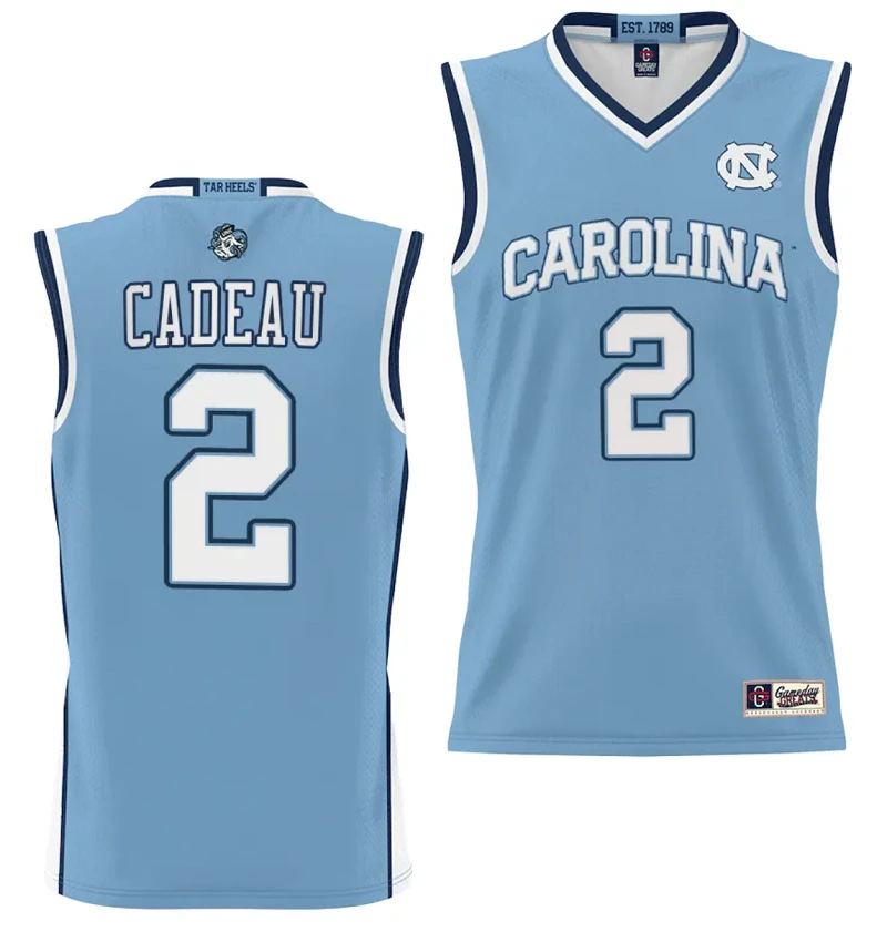 Elliot Cadeau Jersey #2 UNC Tar Heels NIL College Basketball Lightweight Blue by My store basketball