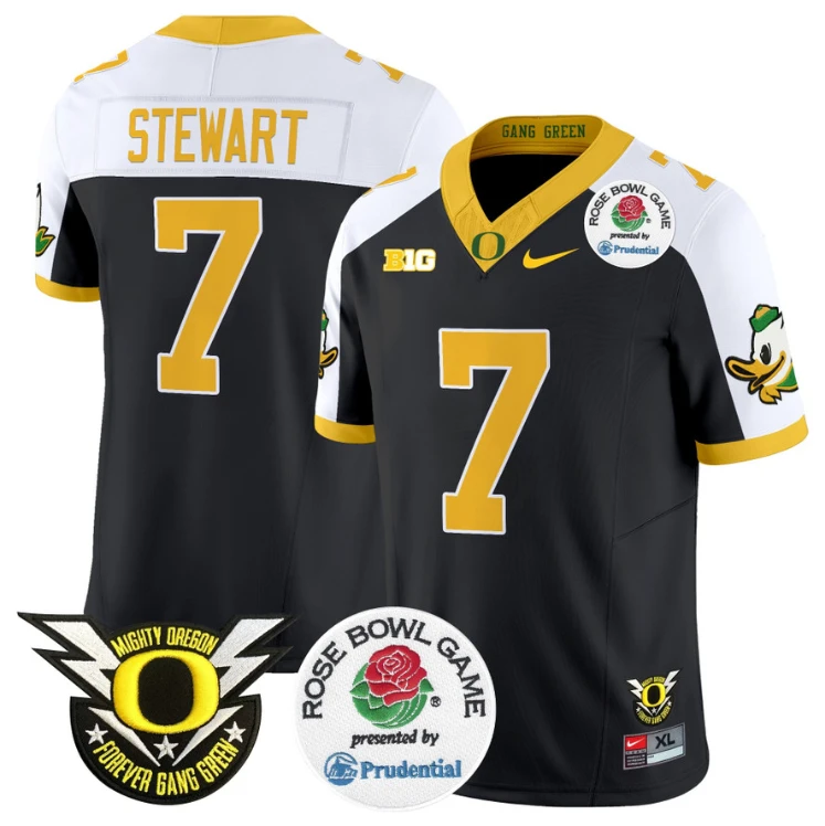 Evan Stewart Jersey #7 Oregon Ducks Football 2024 Rose Bowl Black Alternate by NCAA Football Jersey