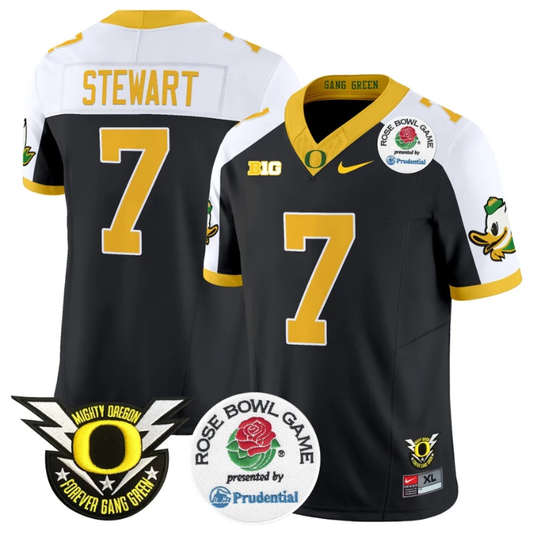 Evan Stewart Jersey #7 Oregon Ducks Football 2024 Rose Bowl Black Alternate by NCAA Football Jersey