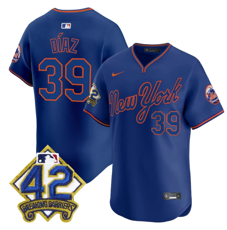 Edwin Díaz Jersey #39 New York Mets 2025 Jackie Robinson Patch Road Alternate Stitched Royal by My Store