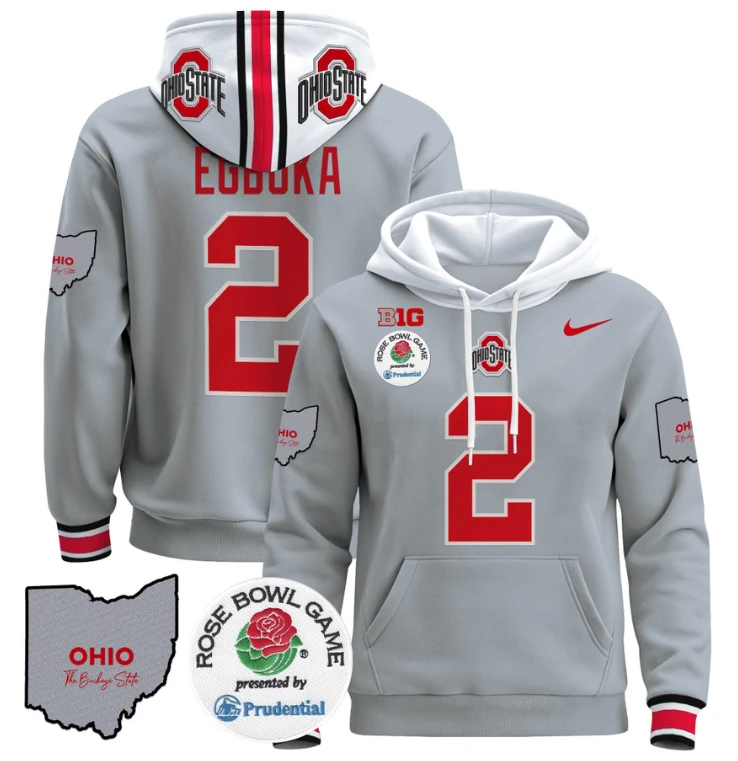 Emeka Egbuka Hoodie #22 Ohio State Buckeyes Rose Bowl Pullover by Hoodie Pullover