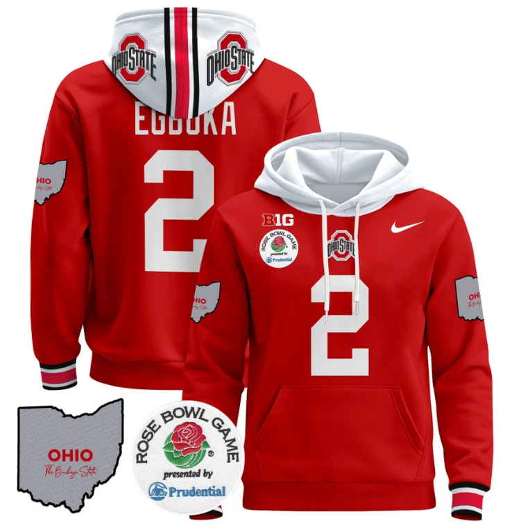 Emeka Egbuka Hoodie #22 Ohio State Buckeyes Rose Bowl Pullover by Hoodie Pullover