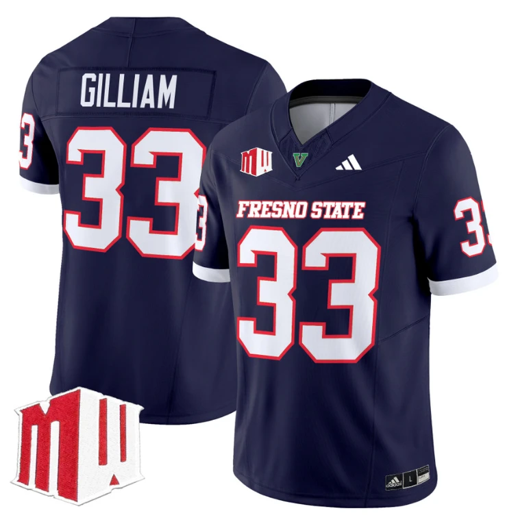 Elijah Gilliam Jersey #33 Fresno State Bulldogs 2024 Stitched Navy by My Store