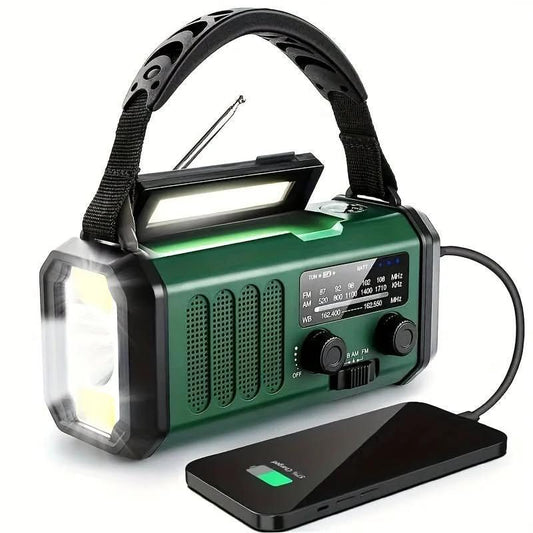 All-in-one emergency radio with torch and USB charging function by BowLift