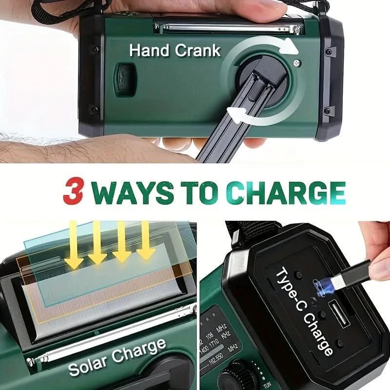 All-in-one emergency radio with torch and USB charging function by BowLift