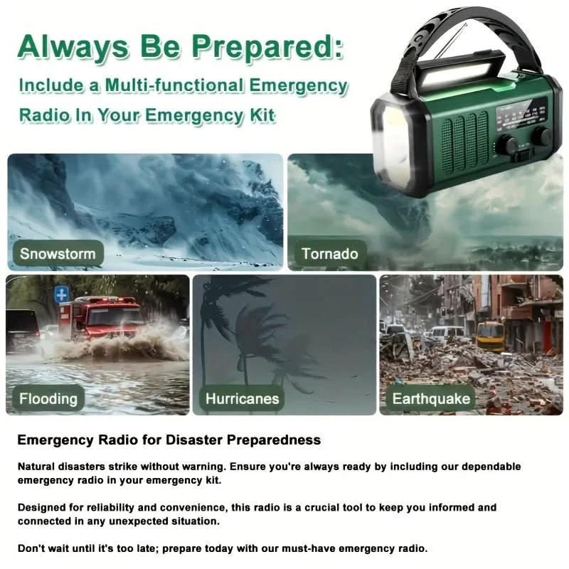 All-in-one emergency radio with torch and USB charging function by BowLift
