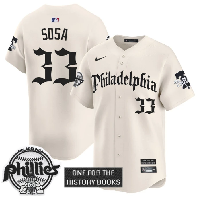 Edmundo Sosa Jersey #33 Phillies Retro Newspaper Edition Vapor Premier Limited Stitched Cream by My Store