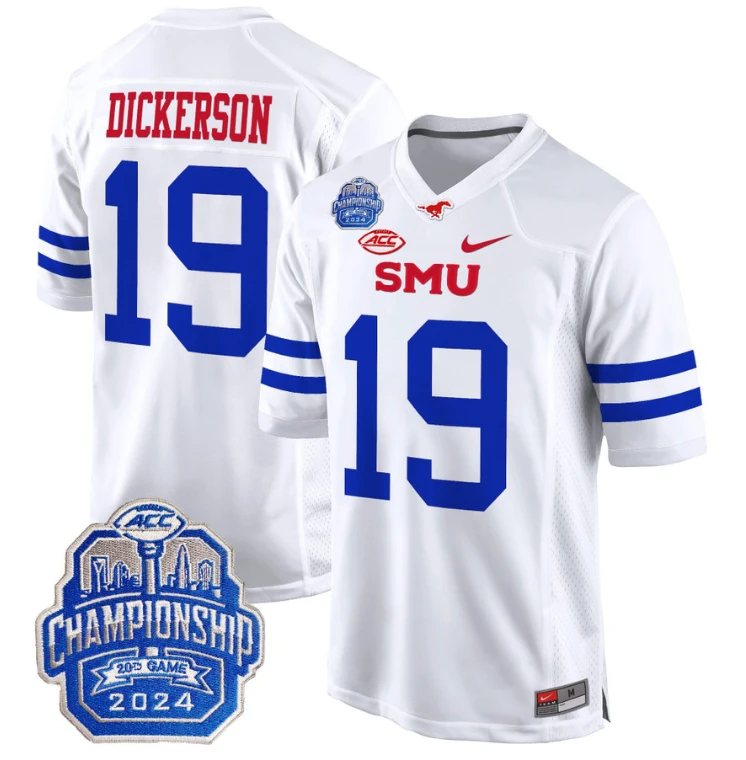 Eric Dickerson Jersey #19 SMU Mustangs 2024 ACC Championship Patch White by My Store