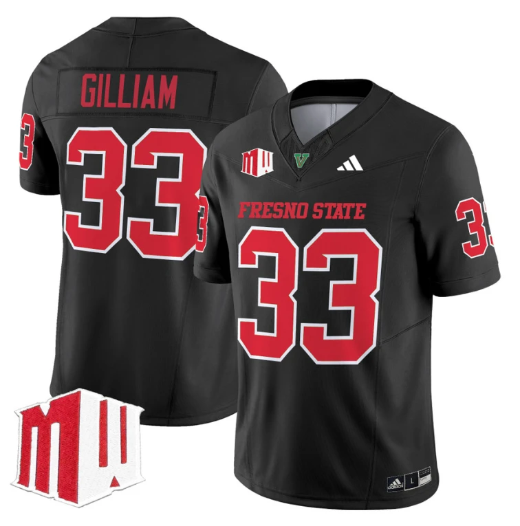 Elijah Gilliam Jersey #33 Fresno State Bulldogs 2024 Stitched Black by My Store