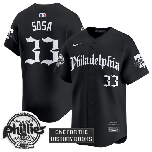 Edmundo Sosa Jersey #33 Phillies Retro Newspaper Edition Vapor Premier Limited Stitched Black by My Store