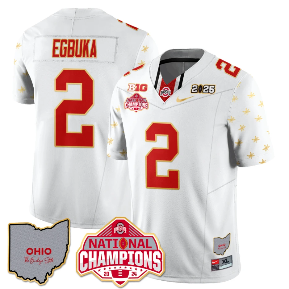 Emeka Egbuka Jersey #2 Ohio State National Champions 2025 Patch White Limited by My Store