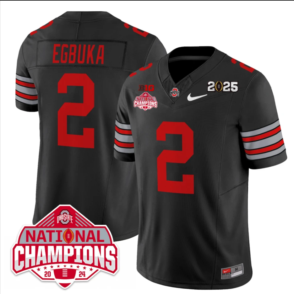 Emeka Egbuka Jersey #2 Ohio State 2025 CFP Patch National Champions by My Store NCAA Football Jerseys