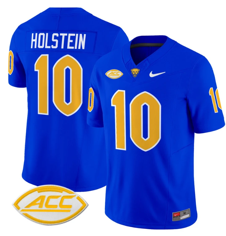 Eli Holstein Jersey #10 Pittsburgh Panthers Vapor Limited College Football Stitched Royal by My Store