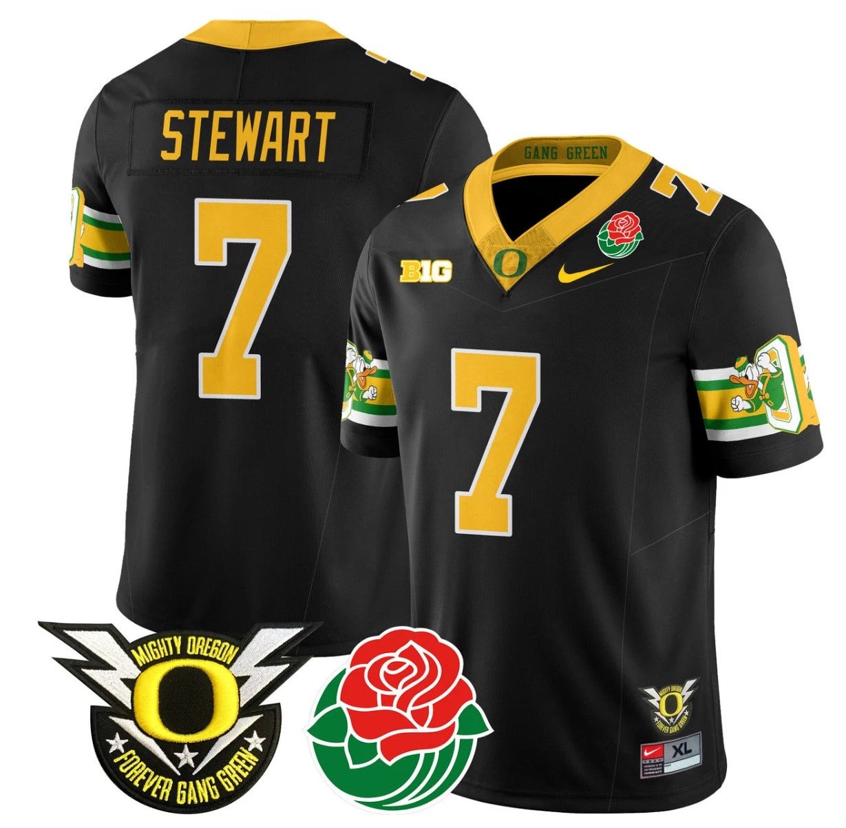 Evan Stewart Jersey #7 Oregon Ducks 2024 Rose Bowl Patch Football Black by My Store