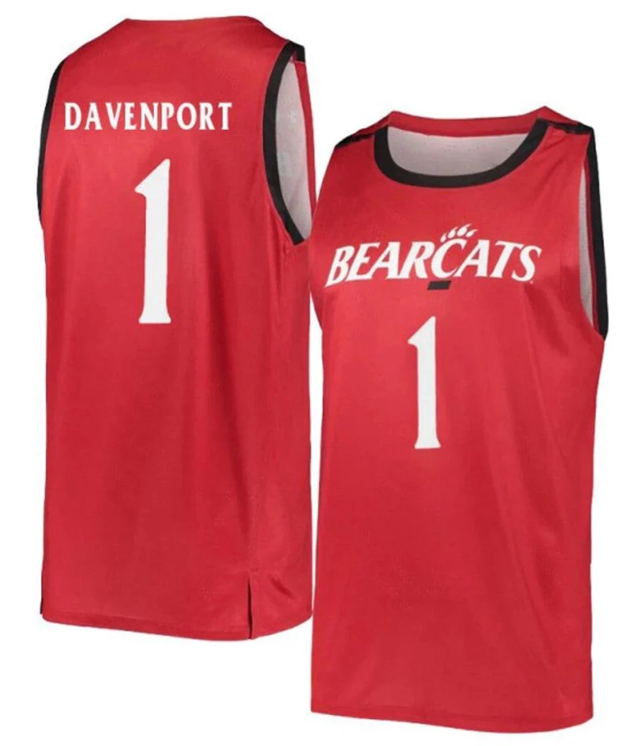 eremiah Davenport Jersey Cincinnati Bearcats College Basketball Red #1 by My store basketball