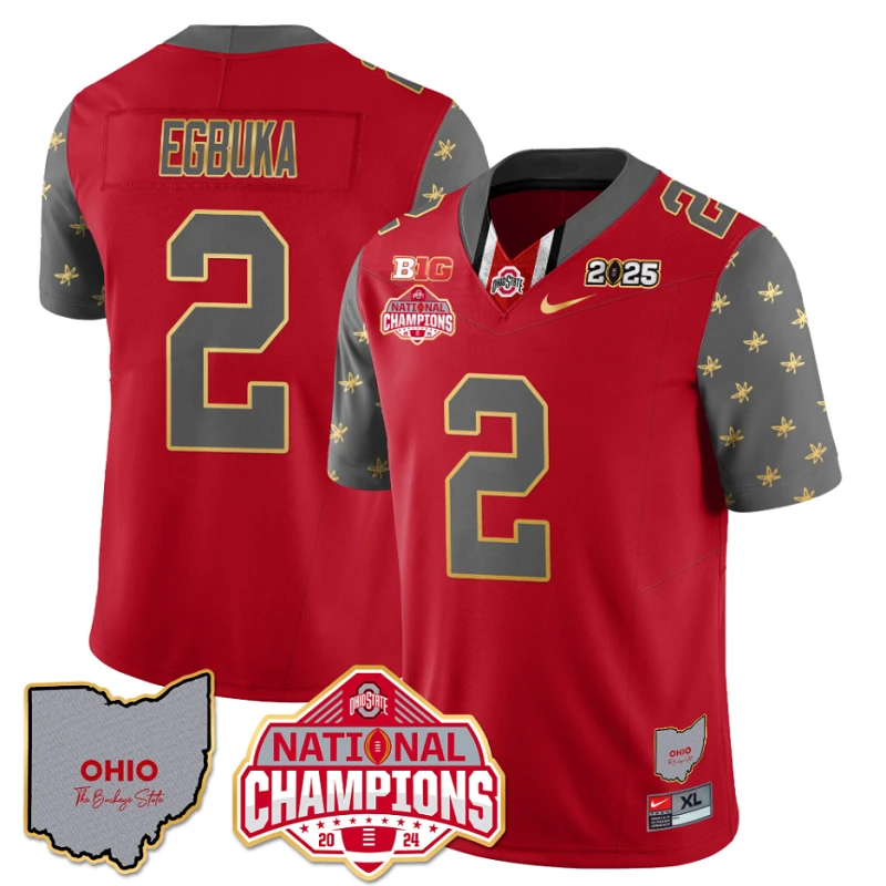 Emeka Egbuka Jersey #2 Ohio State National Champions 2025 Patch Red by My Store
