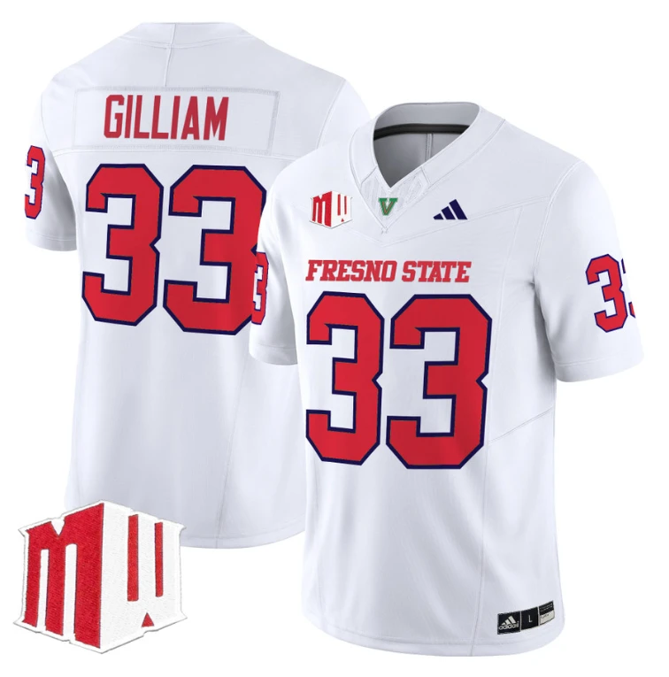 Elijah Gilliam Jersey #33 Fresno State Bulldogs 2024 Stitched White by My Store