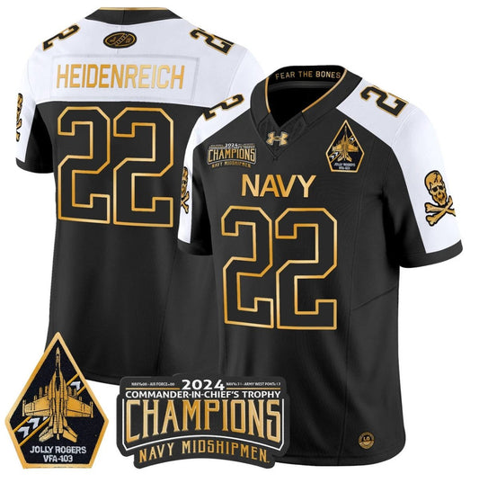Eli Heidenreich Jersey #22 Navy Midshipmen Commander-in-chief's Trophy Alternate by NCAA Football Jersey