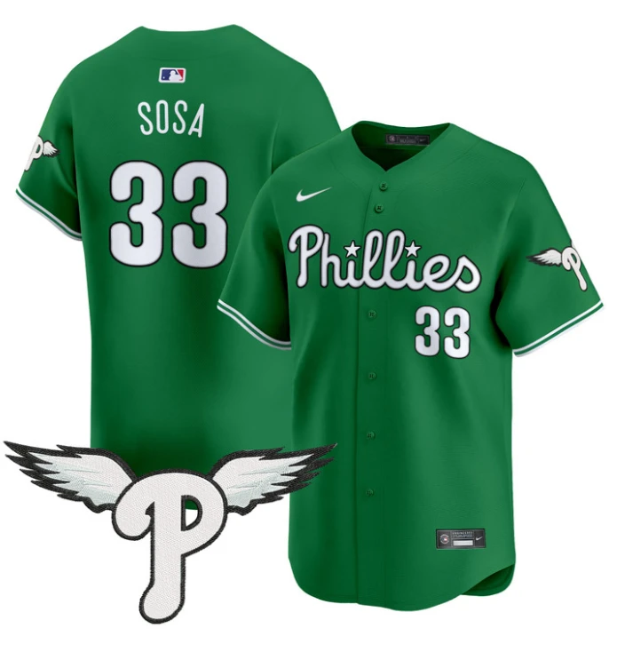Edmundo Sosa Jersey #33 Philadelphia Phillies 2025 Vapor Premier Limited Stitched Kelly Green by My Store