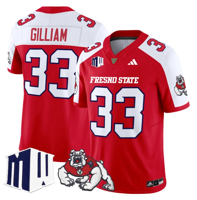 Elijah Gilliam Jersey #33 Fresno State Bulldogs 2024 Stitched Red Alternate by My Store