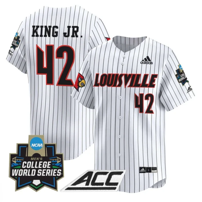 Eddie King Jr Jersey #42 Louisville Cardinals 2025 World Series Pinstripe by My Store