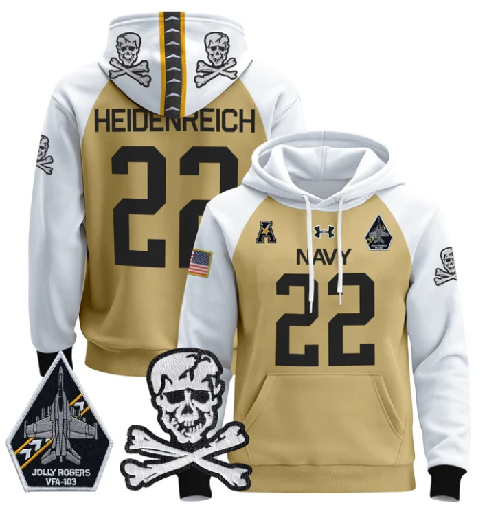 Eli Heidenreich Hoodie #22 Navy Midshipmen Pullover Jolly Rogers by Hoodie Pullover