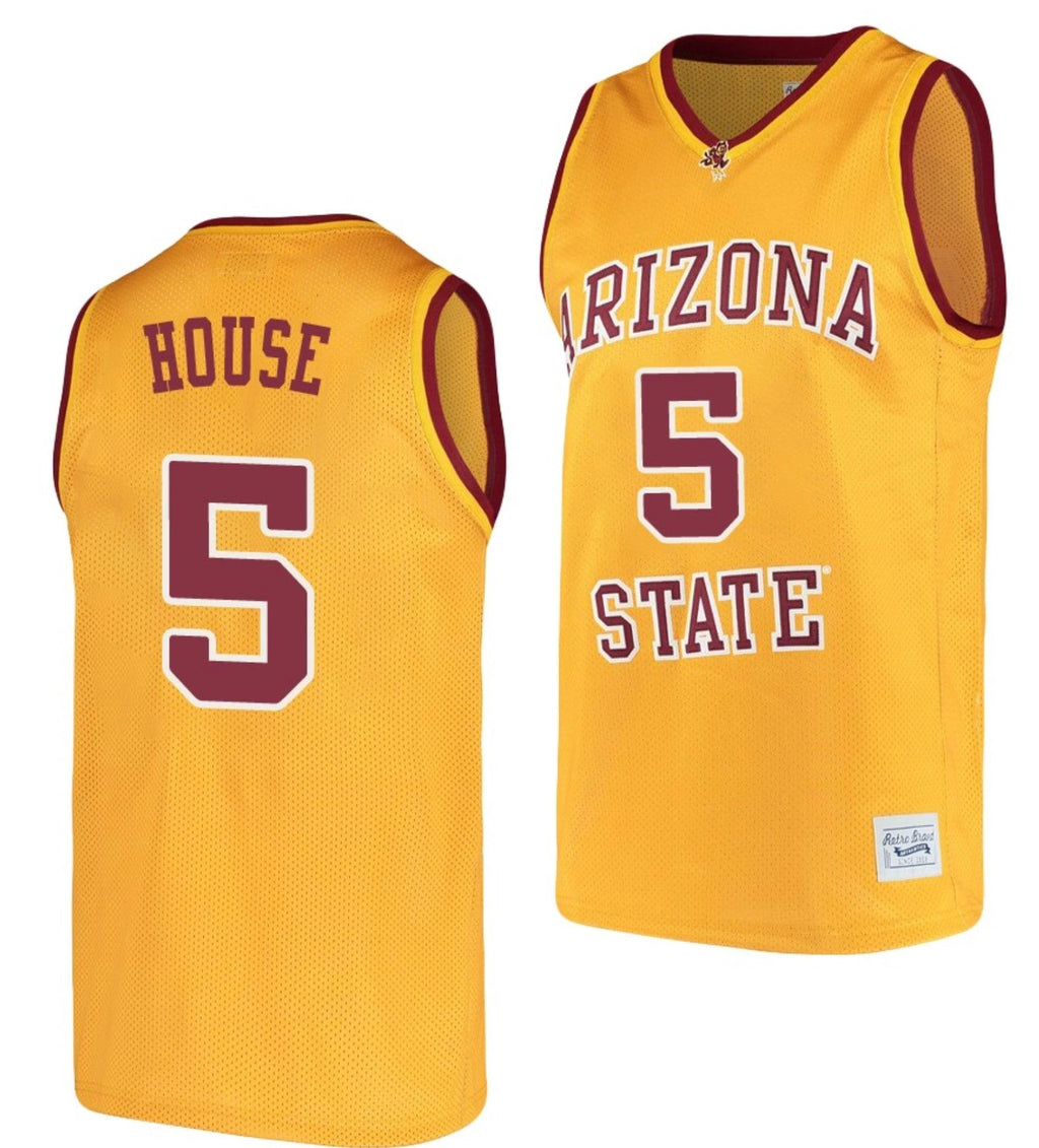 Eddie House Jersey Arizona State Sun Devils College Basketball Gold #5 by My store basketball