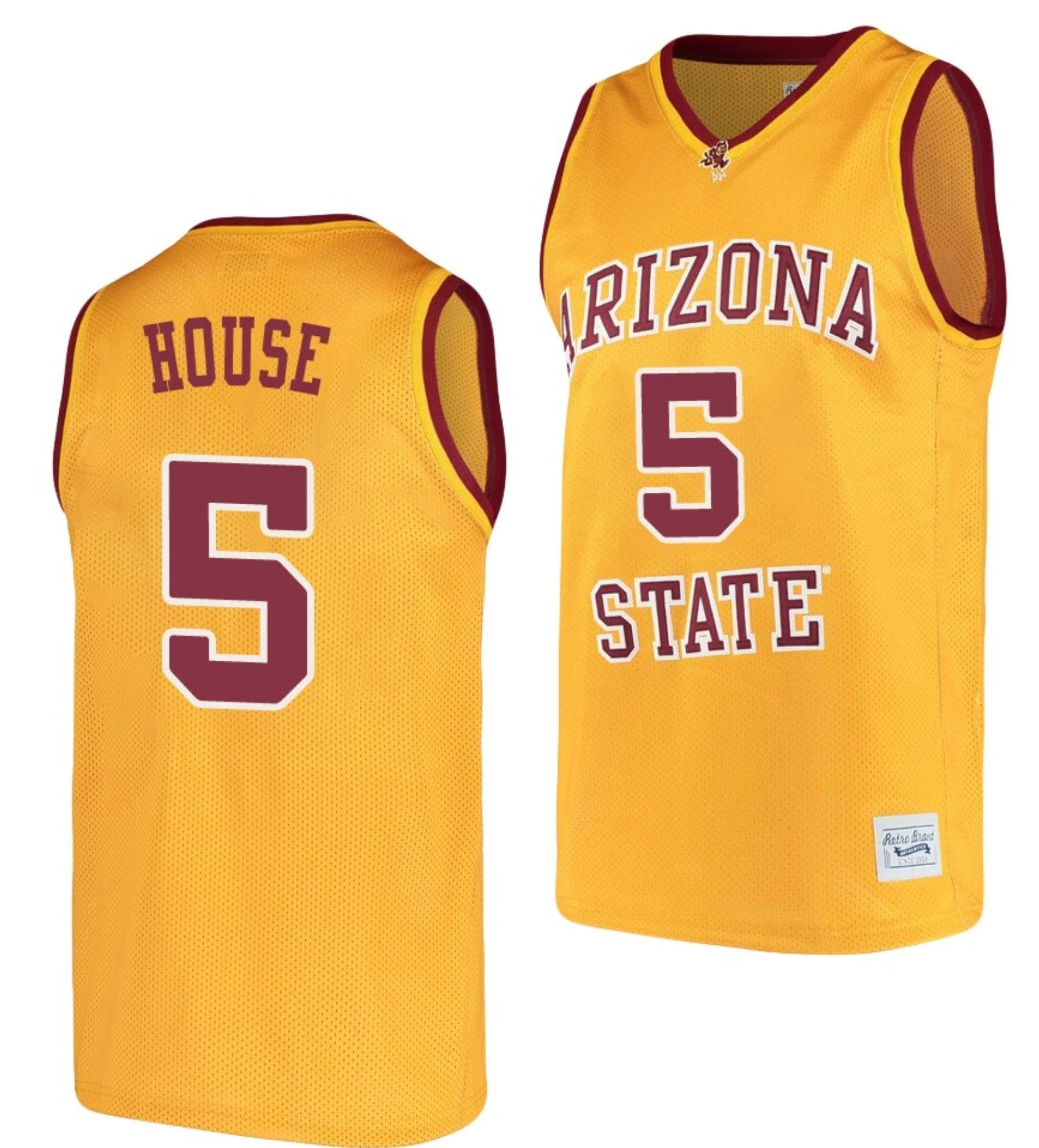 Eddie House Jersey Arizona State Sun Devils College Basketball Gold #5 by My store basketball