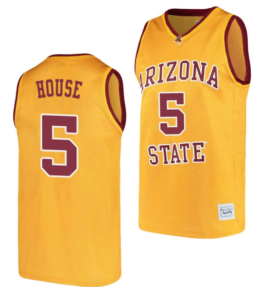 Eddie House Jersey Arizona State Sun Devils College Basketball Gold #5 by My store basketball