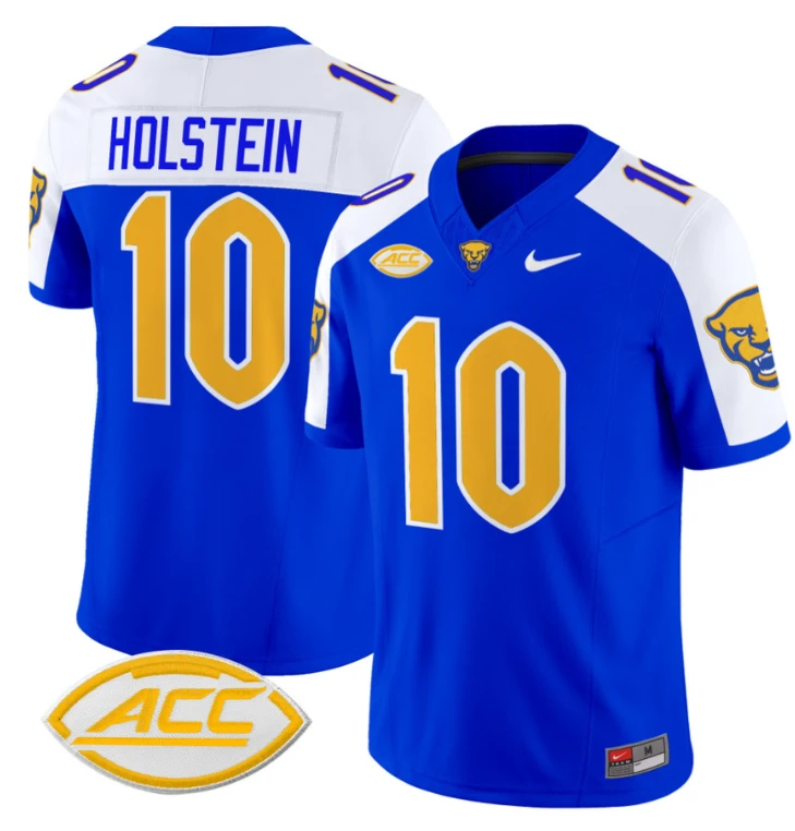 Eli Holstein Jersey #10 Pittsburgh Panthers Vapor Limited College Football Stitched Royal Alternate by My Store