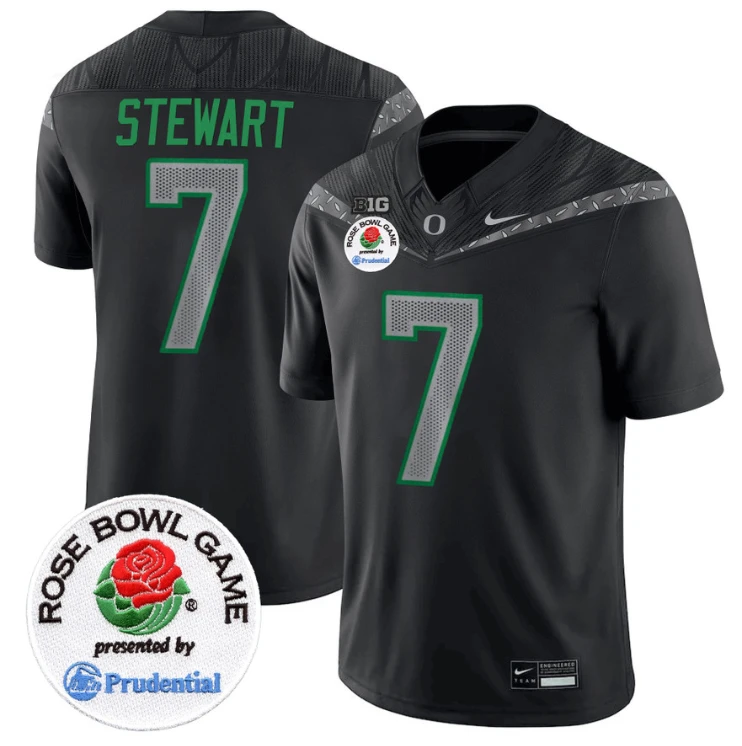 Evan Stewart Jersey #7 Oregon Ducks Rose Bowl Patch Vapor Limited V2 Black by My Store