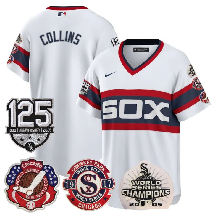 Eddie Collins Jersey Chicago White Sox 125th Anniversary World Series Champions White 1983 by My Store