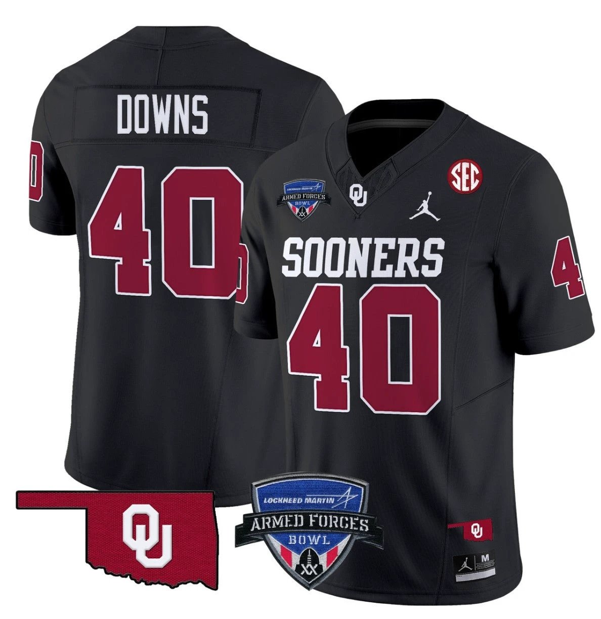 Ethan Downs Jersey #40 Oklahoma Sooners 2025 Armed Forces Bowl Patch Black by My Store