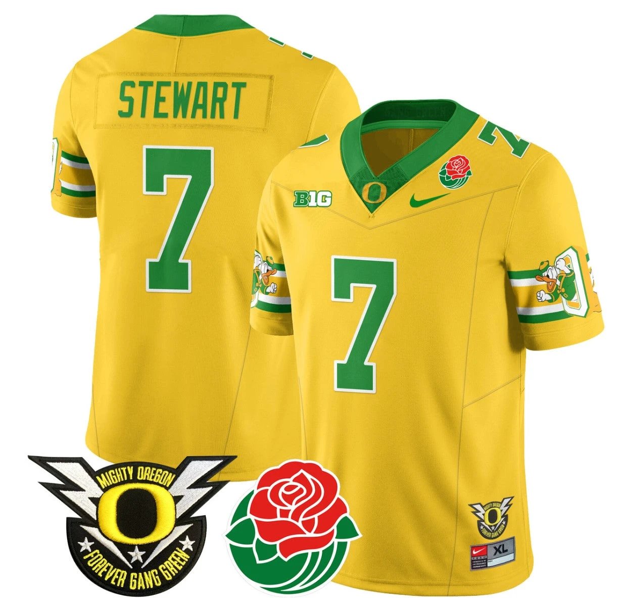 Evan Stewart Jersey #7 Oregon Ducks 2024 Rose Bowl Patch Football Yellow by My Store