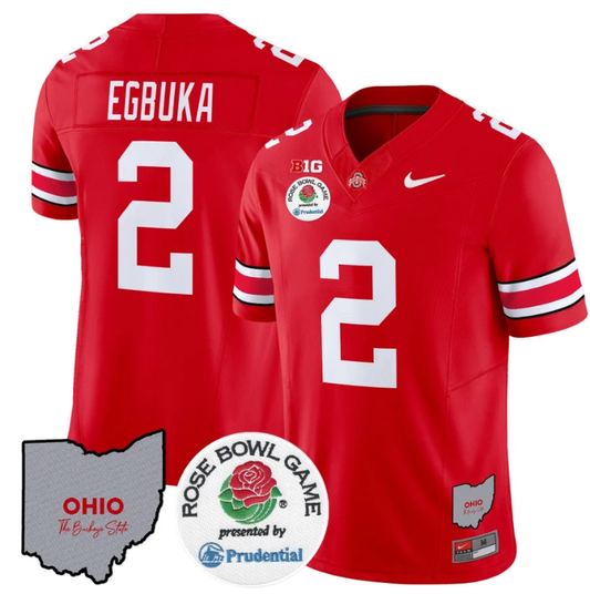 Emeka Egbuka Jersey #2 Ohio State Buckeyes Rose Bowl Vapor Limited V2 Red by NCAA Football Jersey