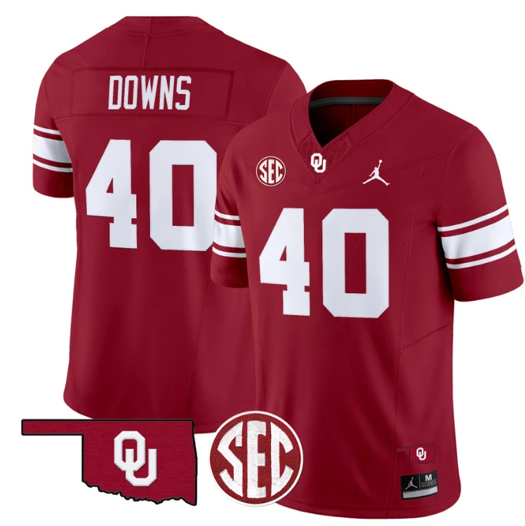 Ethan Downs Jersey #40 Oklahoma Sooners Football Throwback Vapor Limited Stitched Crimson by My Store