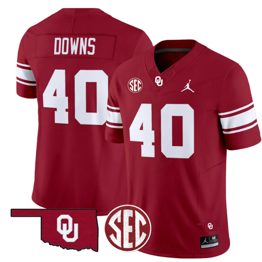 Ethan Downs Jersey #40 Oklahoma Sooners Football Throwback Vapor Limited Stitched Crimson by My Store
