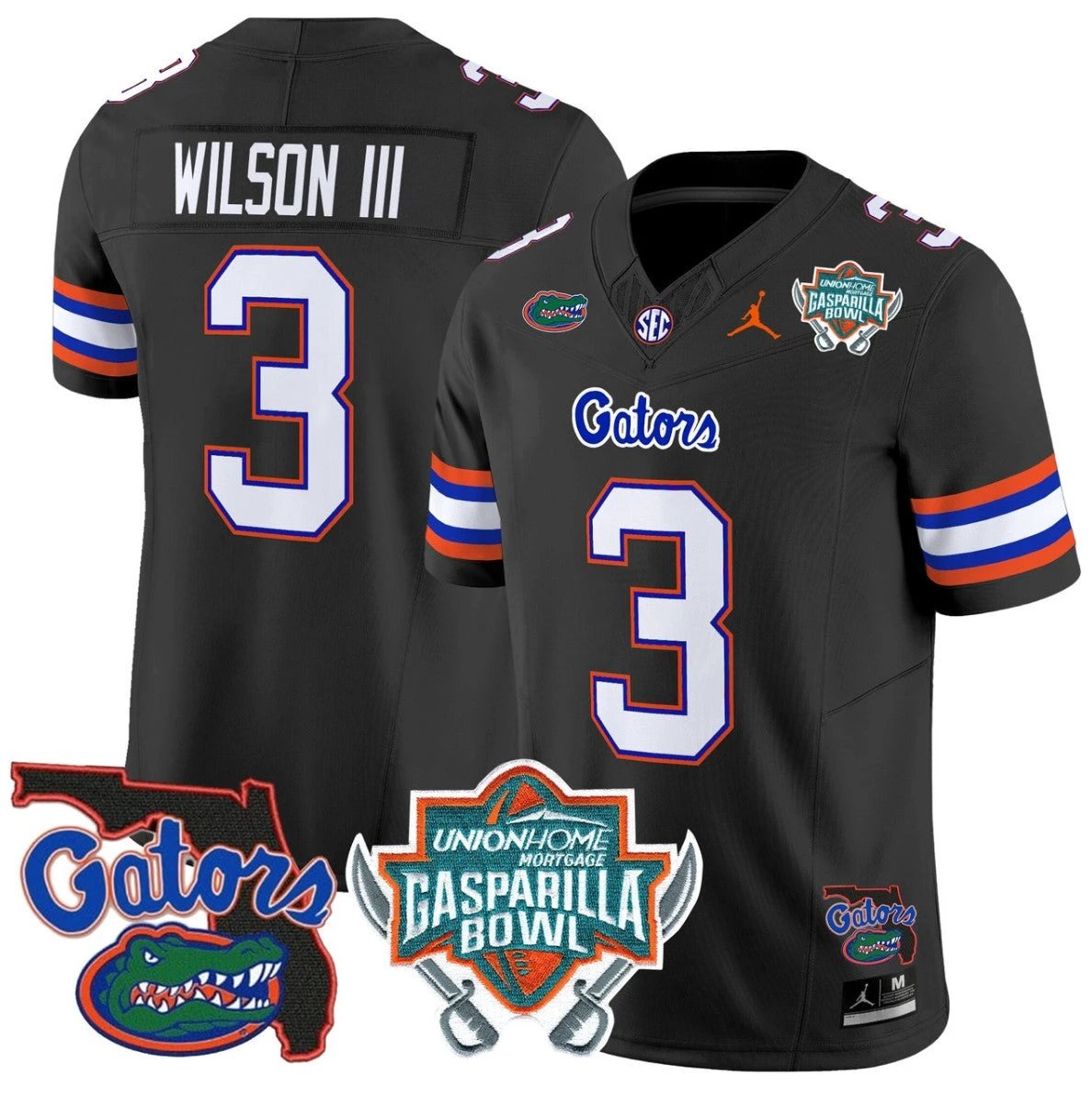 Eugene Wilson III Jersey #3 Florida Gators 2025 Gasparilla Bowl Patch Black by My Store