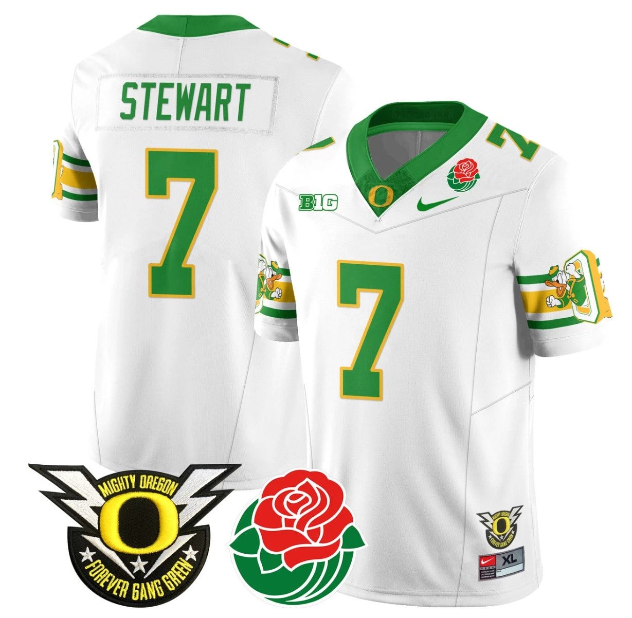 Evan Stewart Jersey #7 Oregon Ducks 2024 Rose Bowl Patch Football White by My Store