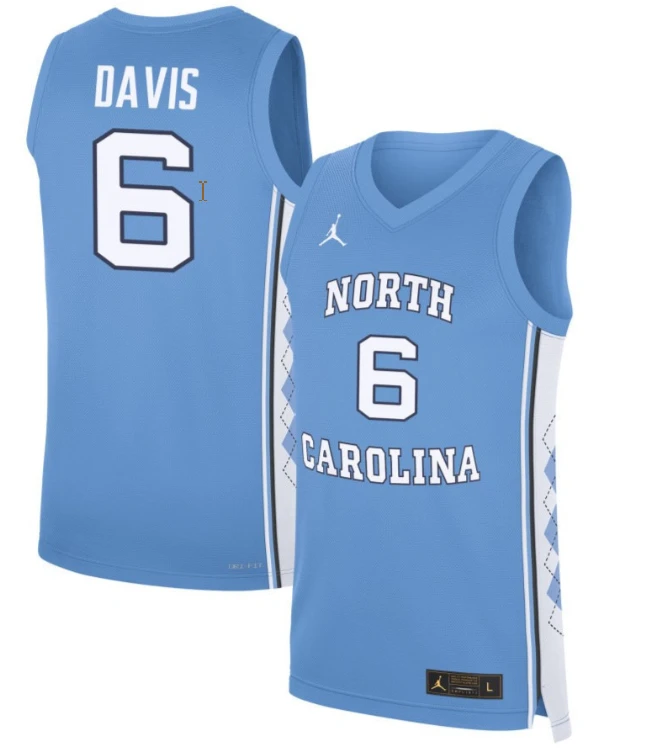 Elijah Davis Jersey #6 North Carolina Tar Heels Basketball Blue by My store basketball