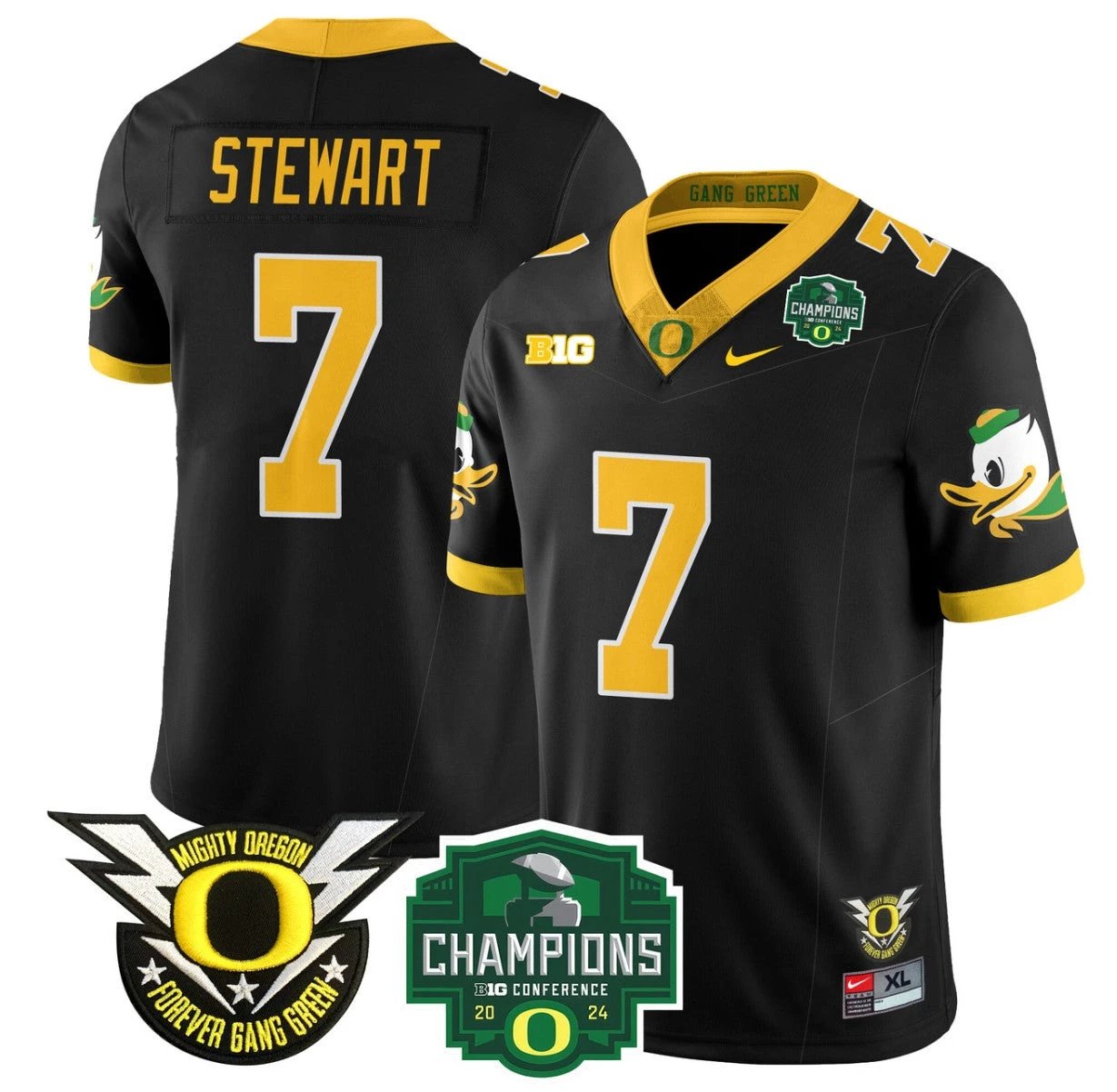 Evan Stewart Jersey #7 Oregon Ducks 2024 Big Ten Champions Football Black by My Store