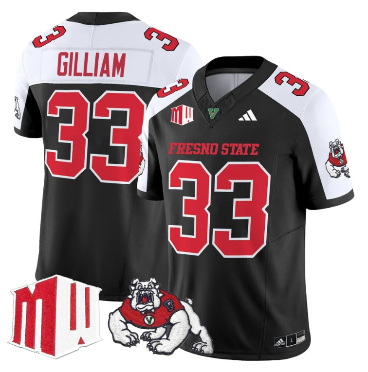 Elijah Gilliam Jersey #33 Fresno State Bulldogs 2024 Stitched Black Alternate by My Store