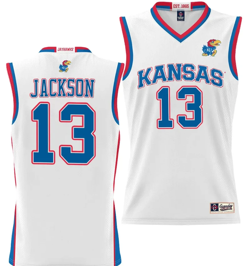Elmarko Jackson Jersey #3 Kansas Jayhawks NIL College Basketball Lightweight White by My store basketball