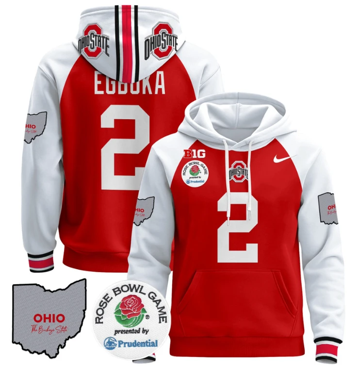 Emeka Egbuka Hoodie #22 Ohio State Buckeyes Rose Bowl Pullover by Hoodie Pullover