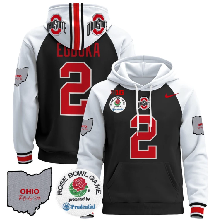 Emeka Egbuka Hoodie #22 Ohio State Buckeyes Rose Bowl Pullover by Hoodie Pullover