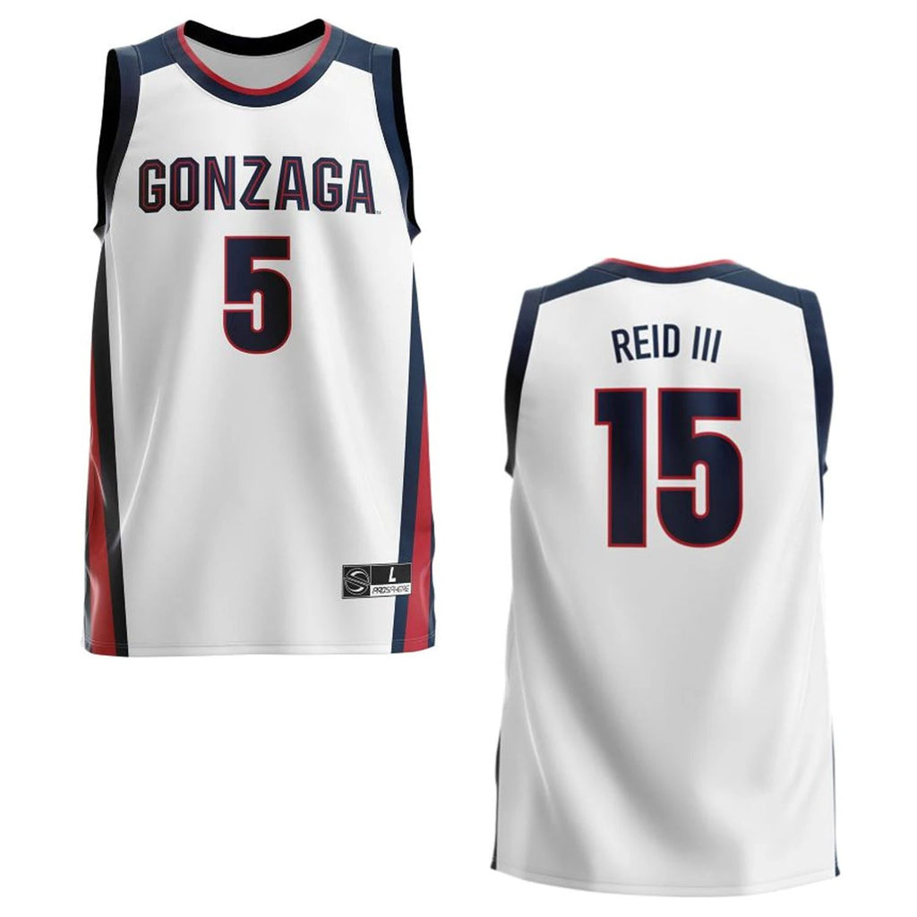 Efton Reid III Jersey Gonzaga Bulldogs College Basketball White #151 by My store basketball