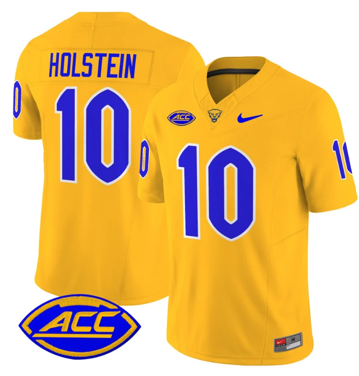 Eli Holstein Jersey #10 Pittsburgh Panthers Vapor Limited College Football Stitched Gold by My Store