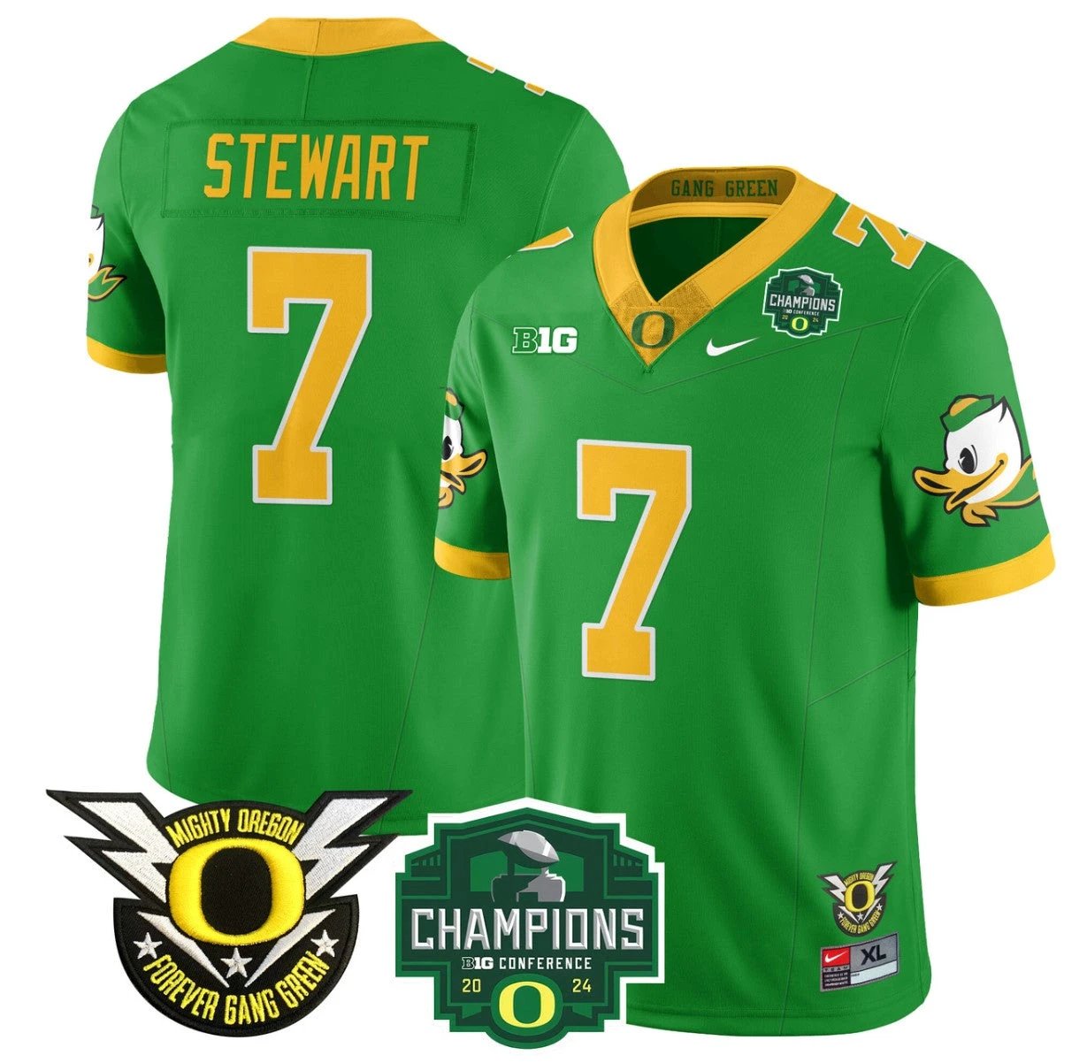 Evan Stewart Jersey #7 Oregon Ducks 2024 Big Ten Champions Football Green by My Store