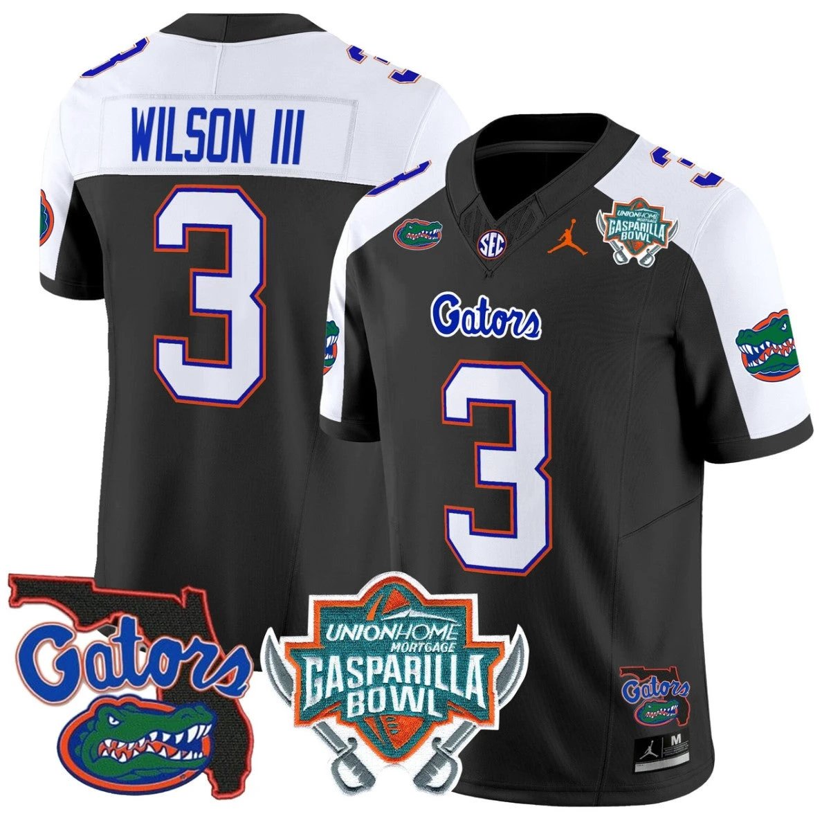 Eugene Wilson III Jersey #3 Florida Gators 2025 Gasparilla Bowl Patch Black Alternate by My Store